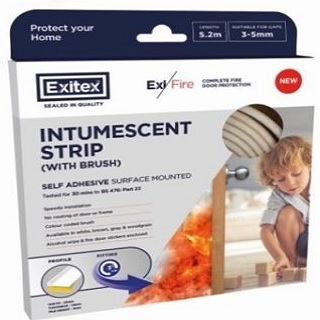 Exitex Surface Mounted Self Adhesive Intumescent Strip White 5.2m 